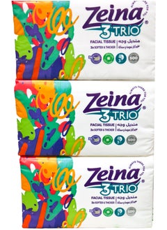 Buy Zeina 3Trio Facial Tissues Soft Touch 500 Tissue Pack of 3 Multi color in Egypt