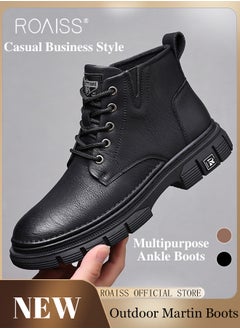 Buy Men Versatile Martin Boots Classic Solid Color Design Timeless and Ankle High for Leg Enhancement Men Business Casual Leather Boots with Thick Outsoles Perfect for Outdoor Mountain Sports in Saudi Arabia