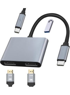 Buy USB C to HDMI Adapter USB 3.1Type-C Adapter hub to HDMI 4K+USB 3.0+USB-C Charging Port USB-C Digital AV Multiport Adapter for MacBook Pro/iPad/Switch/Pro/S8+/S9 (USB c to Dual hdmi Adapter) in Saudi Arabia