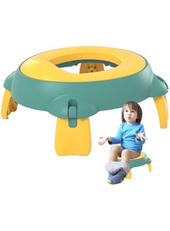 Buy Foldable Potty Seat, Toddler Toilet Seat with Splashproof Design, Travel Potty for Camping, Hotel (Yellow/Green) in Saudi Arabia