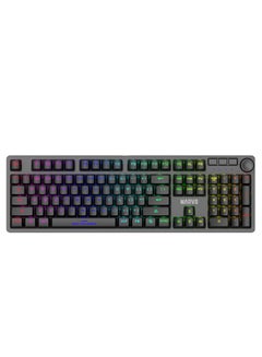 Buy Professional Blue Switch Mechanical Gaming Keyboard, Rainbow Backlight, Volume Knob, Double-Shot Keycaps, USB Type-C, Anti-Ghosting, 21 Lighting Modes, Full Size, Ergonomic Design in UAE