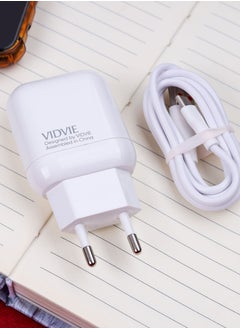 اشتري High Performance Wall Charger Vidvie PLE219 - Micro 2.4A Dual USB - Fast Charging - White في مصر