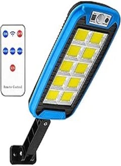 اشتري Smart Solar Street Lamp Solar Power Sensor Light Water Resistant With Remote Control Used for Outdoor Wall Lamp on Park Street (240 COB Lights. (Blue) في مصر