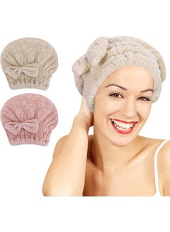 اشتري Microfiber Hair Towel Milliliter Twist Bow Hair Towel Quick Dry Wet Hair Towel 2 Pack, Microfiber في مصر