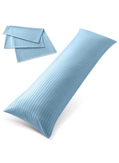 اشتري Hotel Linen Klub Long Body 1Pc Stripe Pillowcase - 100% Microfiber  with envelope closure, Soft and Durable Quality, Size : 45 x 125cm , Aqua في الامارات