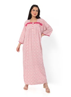 Buy FLORAL PRINTED FRONT STYLED BUTTON WITH UNIQUE THREAD EMBROIDERY ARABIC KAFTAN JALABIYA in Saudi Arabia