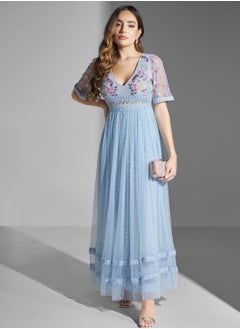 اشتري Embroidered Puff Sleeve Dress في السعودية