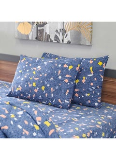 اشتري Plush Confetti 4 Piece King Comforter Set 100% Micro Polyester  100 GSM Breathable Bedding Sheet And Pillow Cases Soft Microfiber Bed Sheet For Bedroom 228x254 cm Navy Blue في الامارات