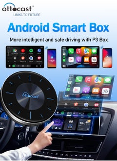 Buy OTTOCAST P3 CarPlay AI Box - 2024 Android 12.0 CarPlay Video Adapter Wireless CarPlay Android Auto Dongle Support HDMI Output, Youtube Netflix Disney+ Tiktok Streaming Videos to OEM Wired CarPlay Cars in Saudi Arabia