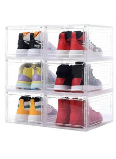 Buy 6-Piece Shoe Box, Shoe Storage Boxes Clear Plastic Stackable, Shoe Organizer Containers with Lids for Women/Men 34.5 x 27 x 19 cm in UAE