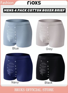Buy Men's 4 Pack Cotton Boxer Brief Sets Breathable Underwear Soft Stretch Boxer Shorts in UAE
