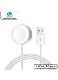 Buy USB Magnetic Wireless Charger Adapter For Apple Watch Series 7/SE/6/5/4/3/2/1 White in UAE