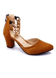 Buy Heeled Shoes For Woman With Chain  - Chamois - Brown in Egypt