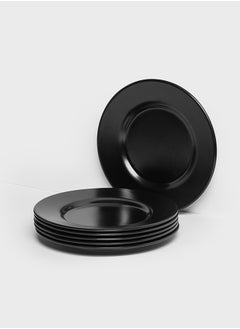 Buy Premium Black Melamine Dinner Plates Set of 6 | Round Flat & Deep Plates for Serving Meat, Dessert, Soup | Durable, Shatterproof, Dishwasher Safe in Saudi Arabia