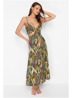 Buy Abstract Patterned Maxi Woven Cut Out/Window Beach Dress TBESS24EL00127 in Egypt