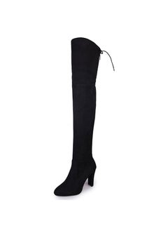 Buy Autumn Winter Over-Knee High Heel Round Toe BootsBlack Black in UAE