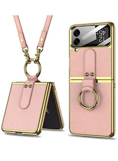 Buy Samsung Flip 4 Case with Ring, Galaxy Z Flip 4 Case with Ring, Light Luxury and Elegant Protective Cover for Samsung Galaxy Z Flip 4 5G, Pink in Egypt