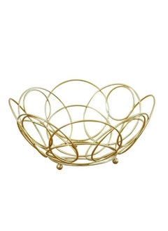 Buy Fruit Bowl - Countertop Chrome Plated Iron Fruit Basket – Vintage Style Wire Fruit Storage - Keeps Fruits and Veg Fresh - Storage Basket for Home Kitchen Gold in UAE