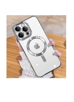 Buy Case for iPhone 13 Pro (6.1 Inch) MagSafe with Camera Lens Protector,Magnetic Clear Case Full Protection Plating Anti-Scratch Slim Thin Case Cover (Silver) in Egypt