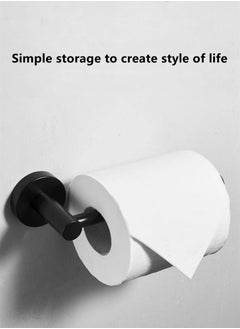 Buy 1-Piece Stainless Steel Paper Towel Holder, Wall Mounted Toilet Paper Rack for Bathroom No Drilling Installation Black 14.7 x 8 x 5 Centimeter in UAE