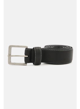 اشتري Men Contrast Stitch Leather Belts, Black في الامارات