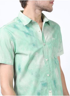 Buy Textured Tie Dye Print Shirt with Short Sleeves in Saudi Arabia