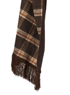 Buy Double Face Solid & Plaid Check/Carreau/Stripe Pattern Wool Winter Scarf/Shawl/Wrap/Keffiyeh/Headscarf/Blanket For Men & Women - Medium Size 37x170cm - P01 Dark Brown in Egypt