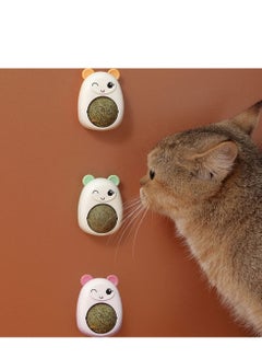 اشتري 3 Pack Catnip Wall Ball with Cover, Natural Edible Catnip Balls Rotatable Kitten Toys, Cartoon Shape Wall Mount Catnip Ball Pet Interactive Toys for Teeth Cleaning Relieve Anxiety في السعودية