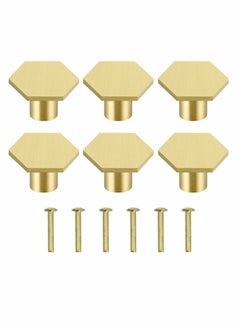 اشتري Cabinet Knobs Gold Drawer Knobs Solid Brass Cupboard Knobs with 6 Screws for Drawer, Wardrobe, Cabinets, Doors, Decoration （6Pcs ） في الامارات