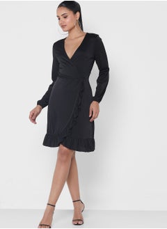 Buy Surplice Ruffle Detail Dress in Saudi Arabia