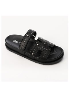 اشتري Black Open Decorated Studs Slipper في مصر