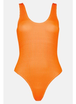 اشتري Women One Piece Plain Swimwear, Orange في الامارات