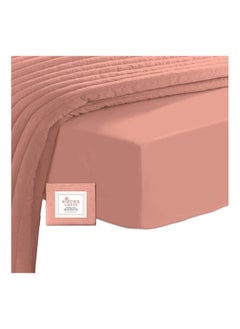 اشتري 100 Long Staple Soft Sateen 400 Thread Count Weave Queen Size Fitted Bed Sheet Cotton Burnt Coral 160x200cm في الامارات