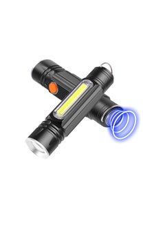 Buy Flashlight, High Lumens Rechargeable Zoomable, LED USB Small Flashlight with Magnetic Tail, Super Bright Flash Light, 4 Lights Modes, COB Wrok Light, Pocket Pen Flashlihght, for Hiking (2PCS) in UAE