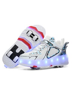 اشتري Kids Roller Skates Shoes Rechargeable Skates Shoes With Double Wheels Sport Sneaker Outdoor Luminous Shoes For Kids For Boys Girls في الامارات