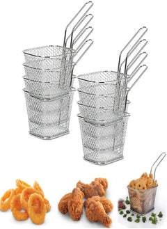 اشتري Mini Square Fry Basket Steel French Fry Basket Food Basket with Handle Stainless Steel Fry Basket Reusable French Fry Holder Mini Fryer with Basket Home Decor في الامارات