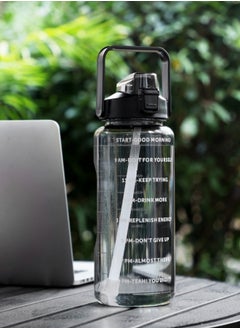 اشتري 2L Motivational Water Bottle with Time Marker Leakproof Water Jug Large Water Jug for Home Office Fitness Gym في السعودية