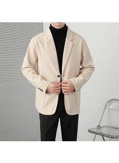 اشتري Woolen coat mens winter thickened design light familiar loose top short casual Korean style suit woolen coatApricot Apricot في الامارات