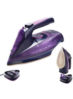 Buy Steam iron 2400W Portable Cordless Steam Iron for Clothes with Non-Stick Soleplate Travel Steam Iron Mini Wireless with Control System Suitable for All Kind of Garments Garment Steamer (Purple) in UAE