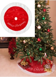 Buy 48 Inch Large Christmas Tree Skirt Xmas Soft Cover Mat Decor Snowflake Collar Farmhouse Tree Skirt for Holiday Ornaments Party Home Indoor Decorations in UAE