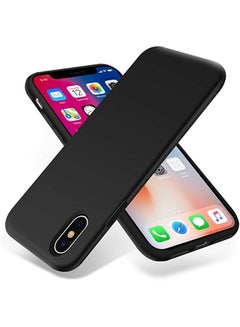 Buy Compatible with iPhone X/iphone XS Case, Liquid Silicone Case, Full Body Protective Cover, Shockproof, Slim Phone Case, Anti-Scratch Soft Microfiber Lining - Black in Egypt