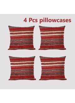 Buy 4 Pcs Bohemian Pillowcases Ethnic Linen Pillowcases Multicolor 45x45cm Without Pillow Core in UAE