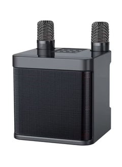 Buy Portable Bluetooth Karaoke Speaker with 2 Wireless Microphones Black in UAE