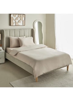 Buy Purely-Percale 3-Piece 300TC Percale Twin Duvet Quilt Cover Set 150 x 220 cm in Saudi Arabia