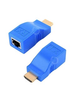 اشتري Terabyte HDMI Extender 30m to RJ45 LAN Ethernet Port 4k HDMI Network Transmitter (TX) Receiver (RX) Adapter Dongle Converter Over Cat5e Cat6 Cable for HDTV 1080P - Blue في الامارات