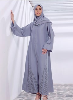 Buy Front Open Style Imported Luxe Nada Fabric Silver Color Sheila is Included in Saudi Arabia