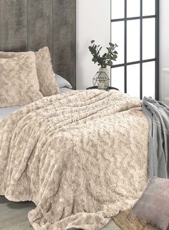 Buy Mora Kander Fur Blanket - Model M64 (thick fur) - Color: Linen - Size: 230 x 250 + 2 pillowcases (50 *70).. in Egypt