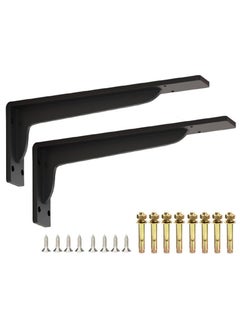 Buy Shelf Brackets 17.5 inch - 2pcs Wall Mounted Triangle Heavy Duty Corner Brace Joint Right Angle L Bracket for DIY Table Bench Countertop - Black in UAE