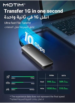 اشتري محول SSD خارجي M.2 NVMe بسرعة 10 جيجابت في الثانية عبر USB C 3.2 Gen2، بدون أدوات، قارئ خارجي لـ SATA/NVMe PCI-E، محول USB خارجي لمحرك الأقراص الصلبة الثابتة السريعة، يدعم مفاتيح M و B&M في الامارات