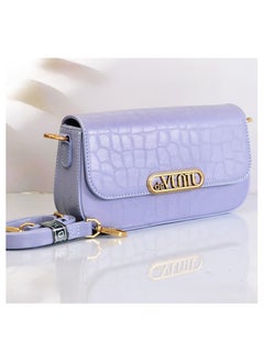 Buy Purple Lavender Croc Embossed Leather Cross body with Shoulder adjustable strap in Egypt